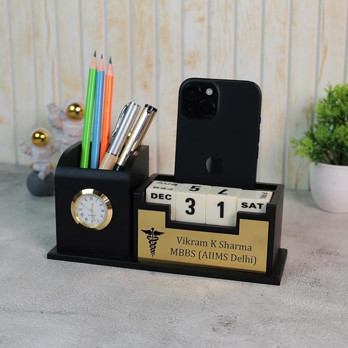 Deskart Doctor Pen Stand | Customized Desk Organizer for Doctors and Medical Asp