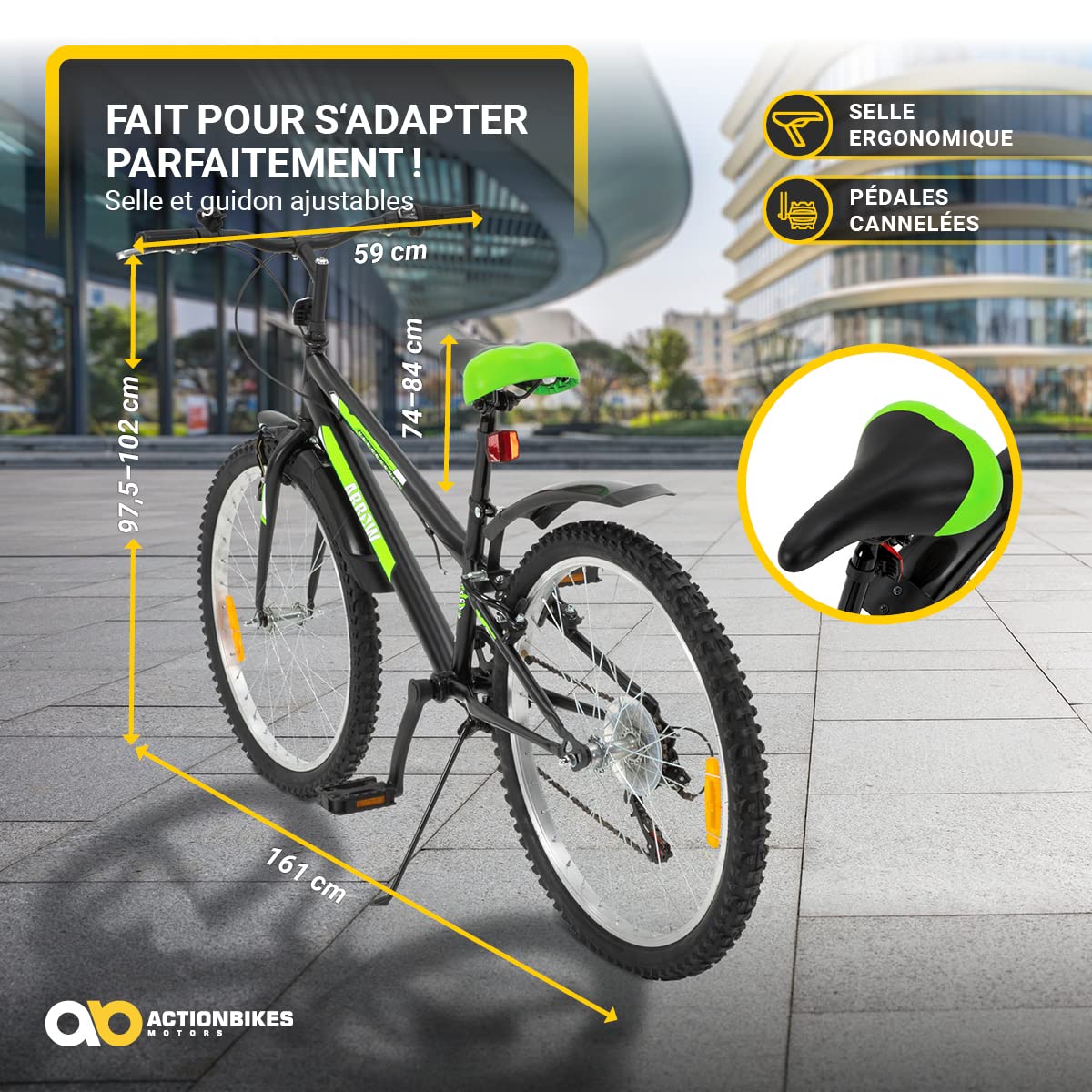 Actionbikes Motors Vélo Enfant Arrow - 20 24 Pouces - Vélo pour Filles et garçons - VTT - De 6 à 12 Ans - 6 Vitesses - Frein V-Brake - Garde-Boue Avant et arrière - Vélos pour Enfants
