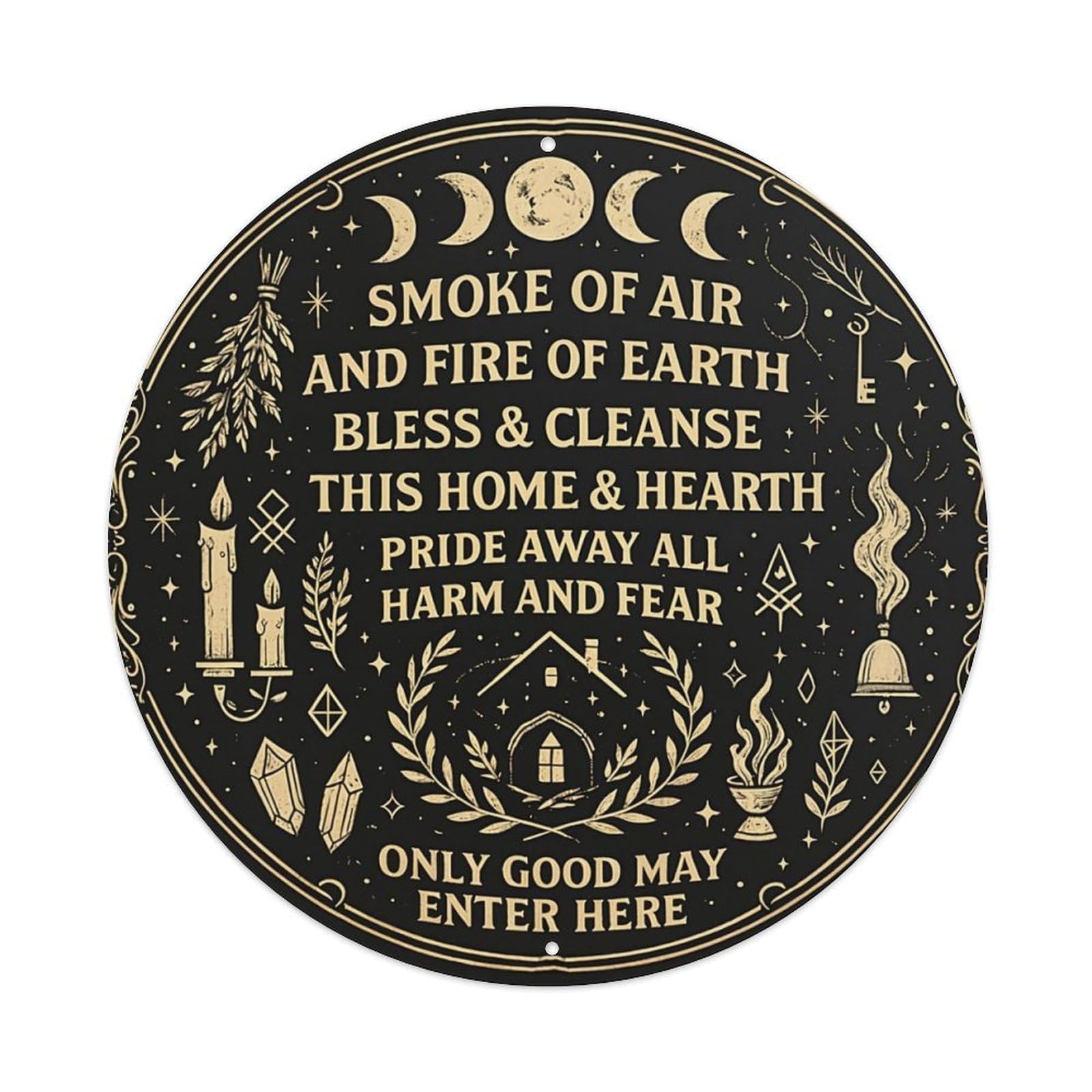 Smoke Of Air And Fire Of Earth Vintage Round Tin Sign Retro Metal Wall Decor Metal Poster, Home Bar Garage Cafe Wall Art Decoration 8x8Inches