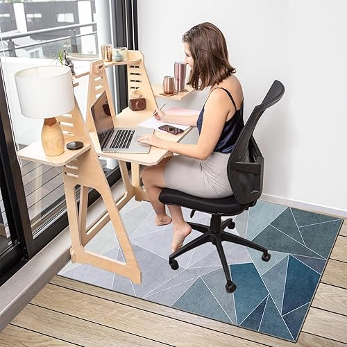 Miniatura 78 de Tapete para silla de oficina para suelo de madera dura, 48 x 60 pulgadas, tapete de oficina con ruedas de alta calidad, tapete antideslizante