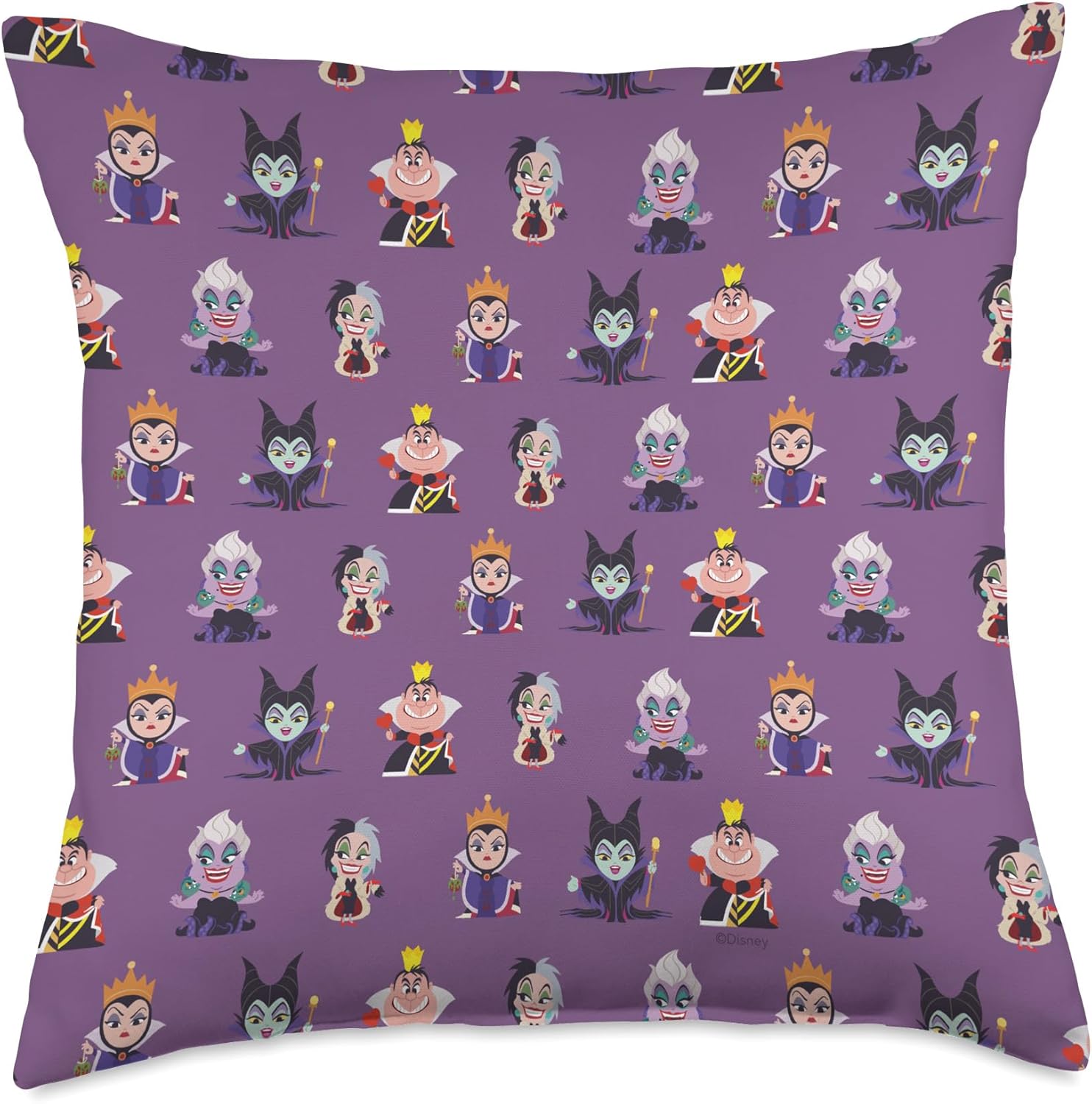 Disney Villains Kawaii Purple Throw Pillow