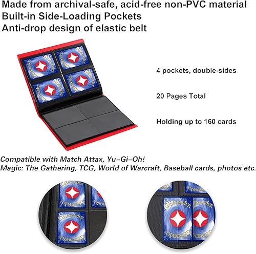 Miniatura 5 de GEAoffice Carpeta de tarjetas de 4 bolsillos  Carpeta de álbum de colección de tarjetas coleccionables de 2 x 2  Carpeta de bolsillo de carga