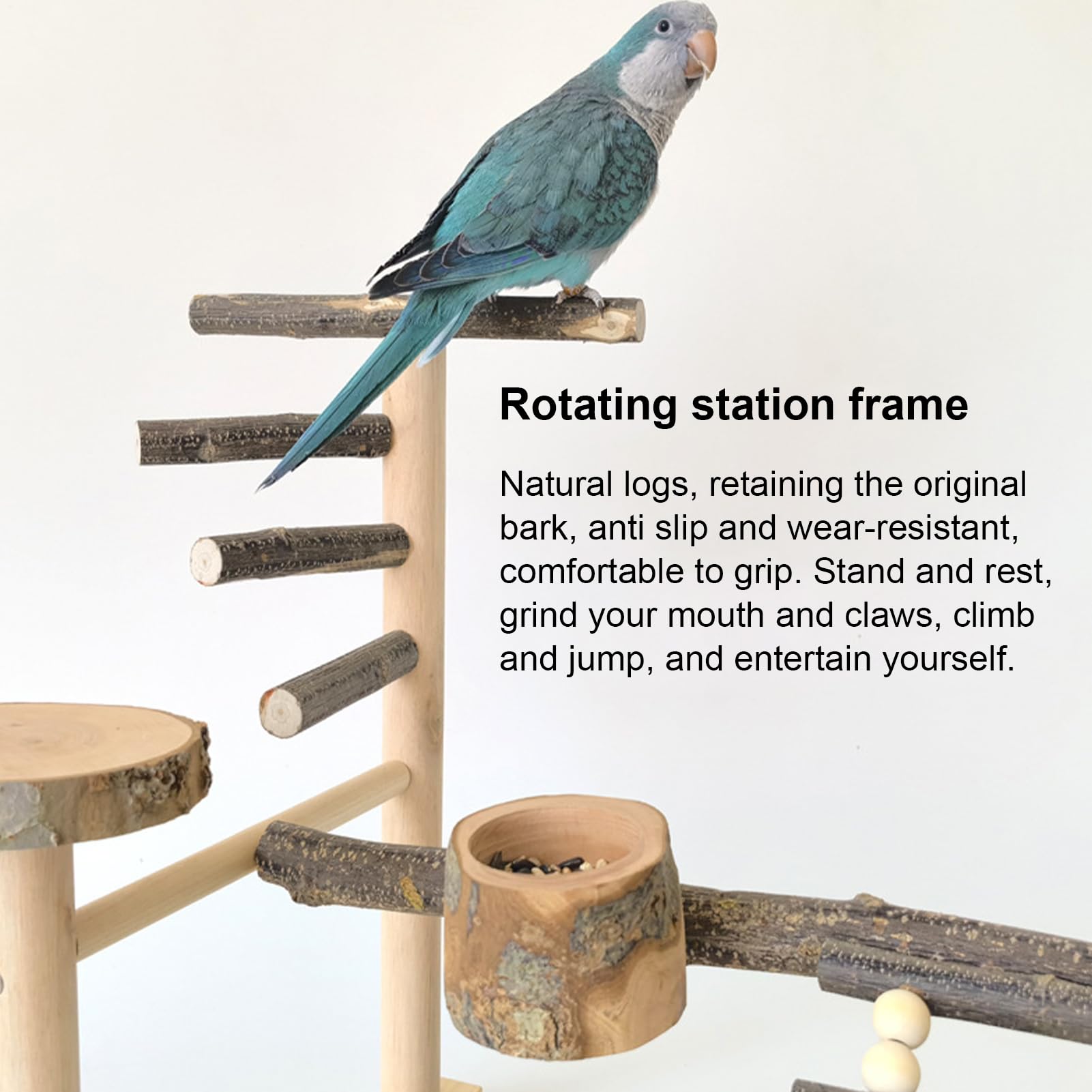 Parrots Bird Playground – Robusto soporte para jaula resistente a | mordeduras, juguetes adictivos y características del molino a, construcción segura | Accesorio portátil Callopsitte, p