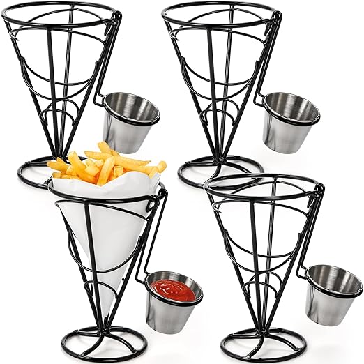 Peohud 4 Pack French Fries Stands, Chip Cone Basket Fry