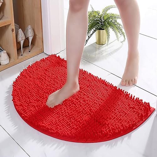 Alfombras de baño de 24 x 16 pulgadas, alfombras de baño de medio círculo, suaves, antideslizantes, absorbentes, de secado rápido, alfombras de baño