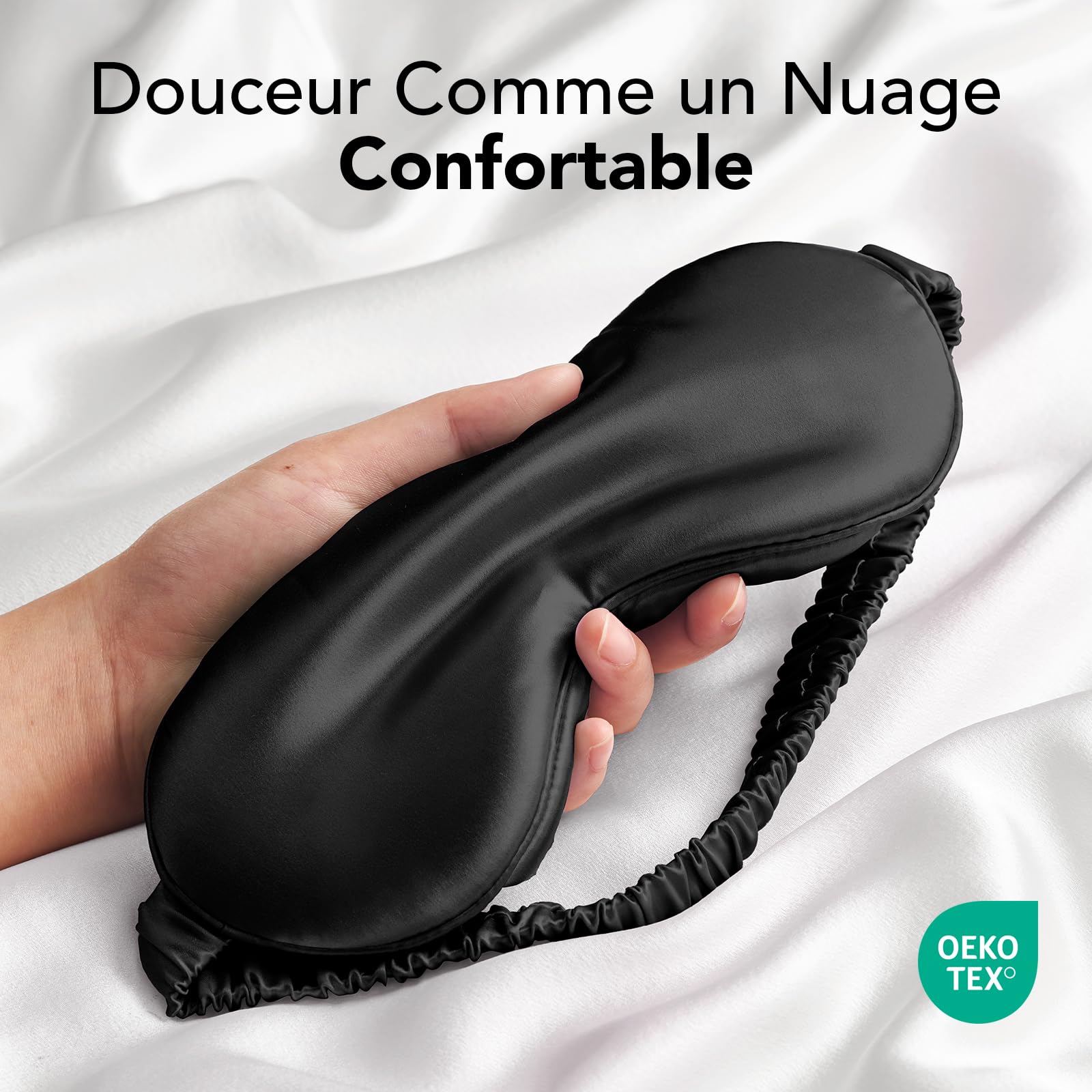 LitBear Masque de sommeil 100% pure soie de mûrier 22 mommes 6A - Masque de sommeil entièrement bloquant la lumière pour les femmes et les hommes - Pour les personnes dormant sur le côté - Avec