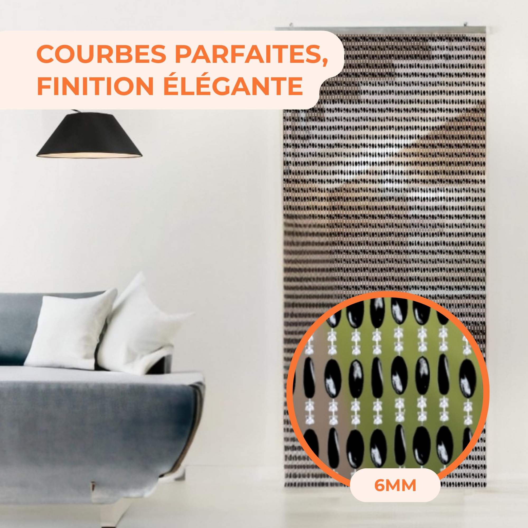 Trente Rideau à Perles Duo - Moustiquaire pour fenêtre - Différentes Tailles et Couleurs - pour Porte de Balcon - avec Perles Anti-Insectes - Noir - 100 x 225 cm