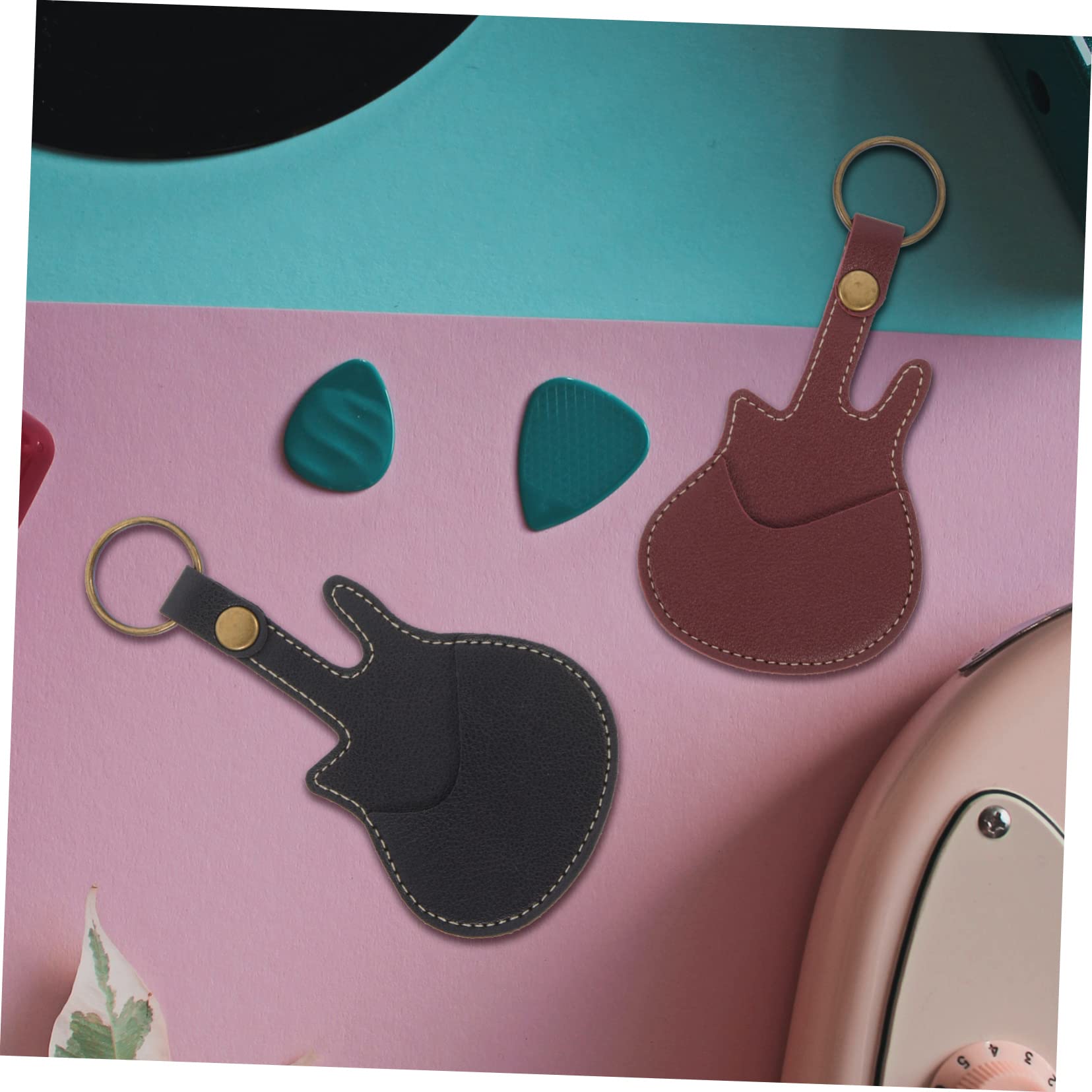 VICASKY 10 Piezas Recoger Bolsa de Almacenamiento Bolsa de Almacenamiento para púas de Guitarra Anillo de Guitarra Estuche para púas de Guitarra Portapúas portátil de Guitarra Cuero