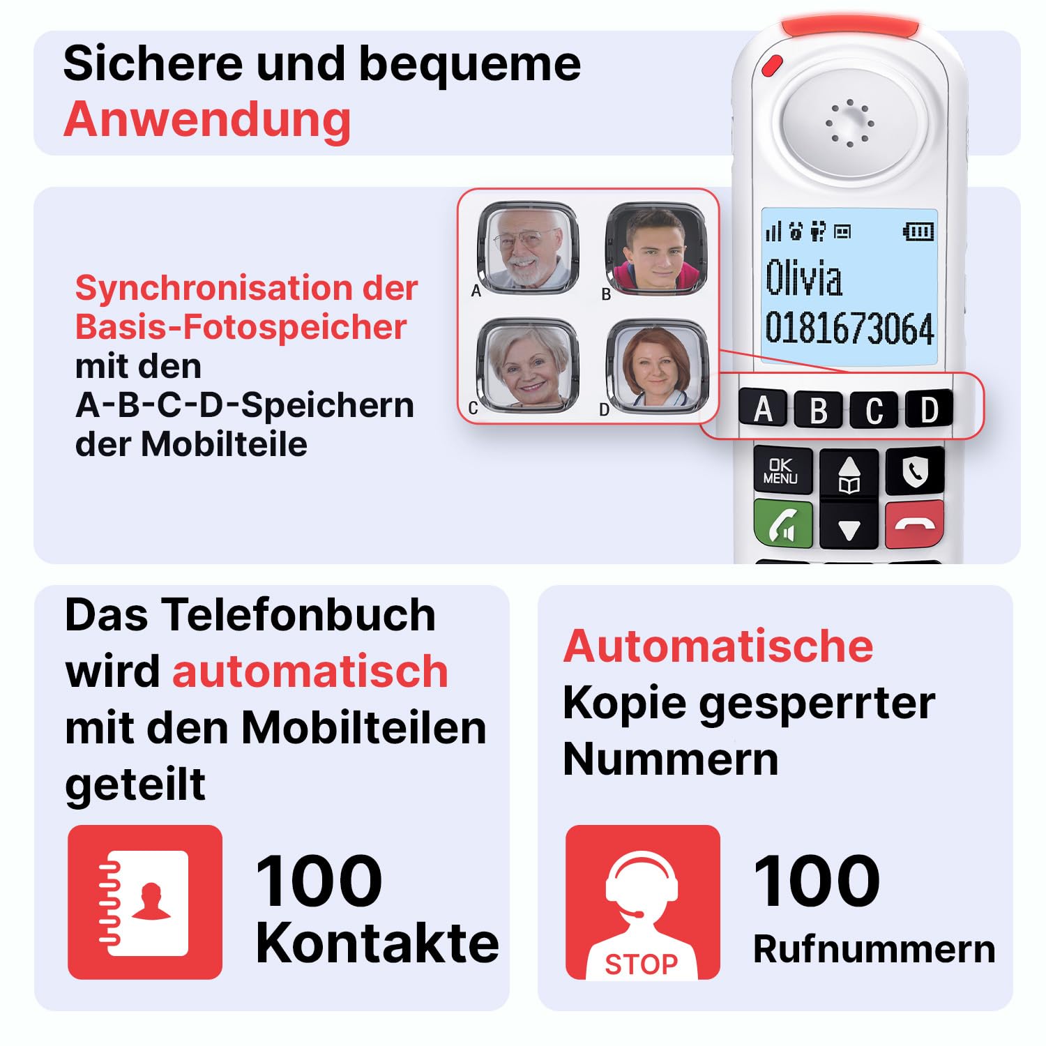 SWISSVOICE – Xtra 55 Handset – Zusätzliches Mobilteil für DECT Schnurlostelefon Swissvoice Xtra 2355, Xtra 2355 Duo und Xtra 3355 Combo – Einfache Installation – Funktioniert Nicht allein am Router