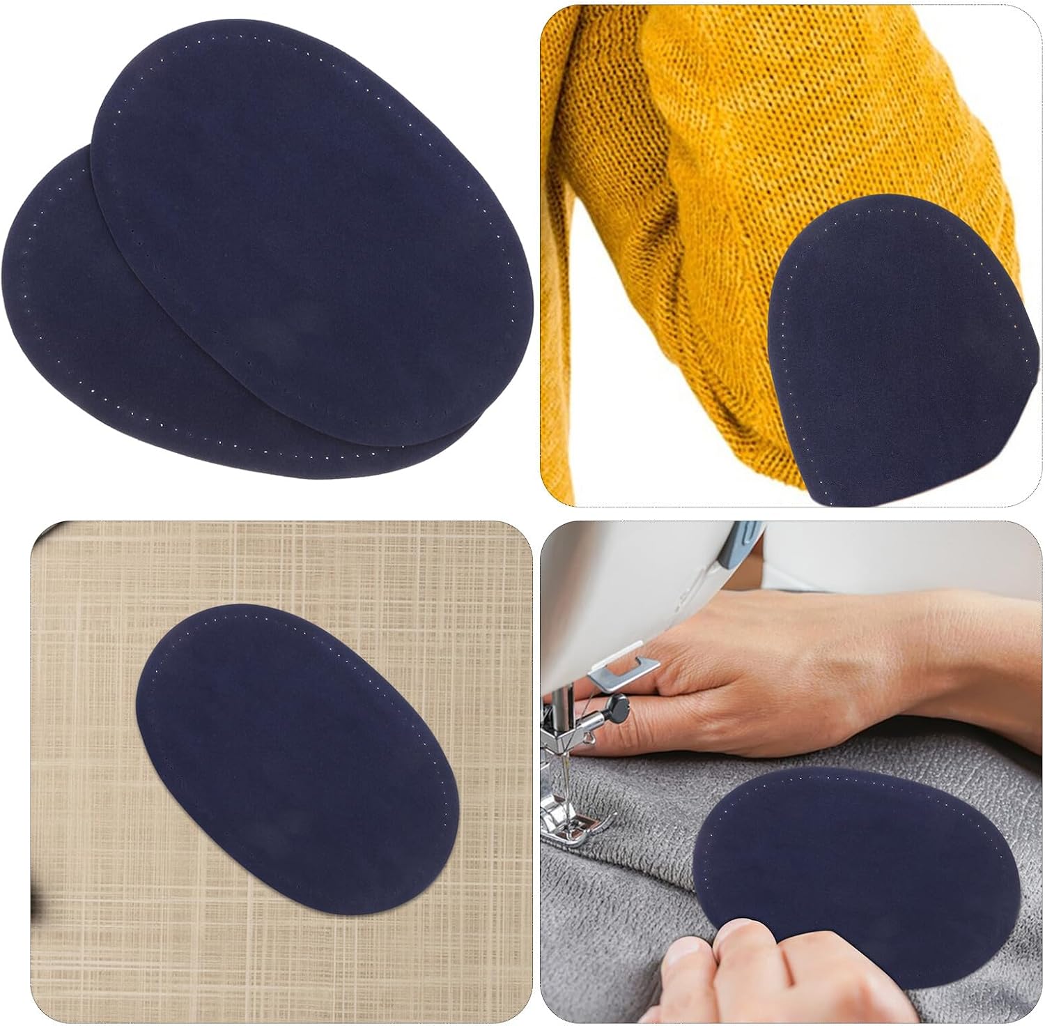 4 Pairs Oval Elbow Patches Lint Sewing Appliques for Clothing Repair Soft Flexible Decorative Elbow Knee Reinforcement for Sweaters Jackets Pants Patch Kit