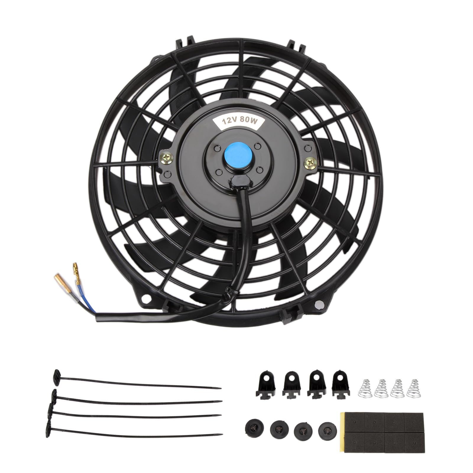 Twilight Garage 9 Inch 12V 80W Slim Electric Cooling Radiator Fan with Fan Mounting Kit Black