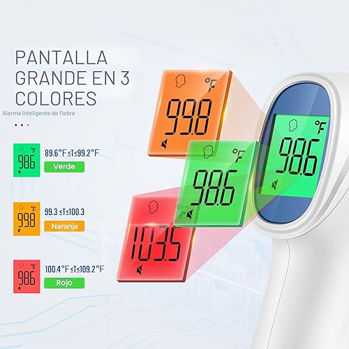 Miniatura 3 de Termómetro de frente para adultos y niños, termómetro digital para bebés con alarma de fiebre, resultados rápidos y precisos, elementos esenciales