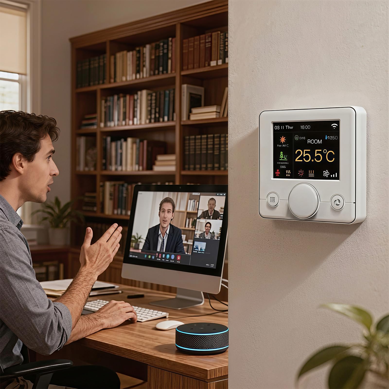 Smart Wifi Manopola Termostato A Colori Aria Condizionata con 2 tubi, Funziona con Alexa Google Home, 95~240 V CA