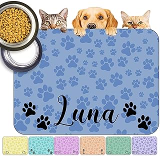 Personalized Dog Food Mats for Floors Custom Pet Placemat Mats for Food ...