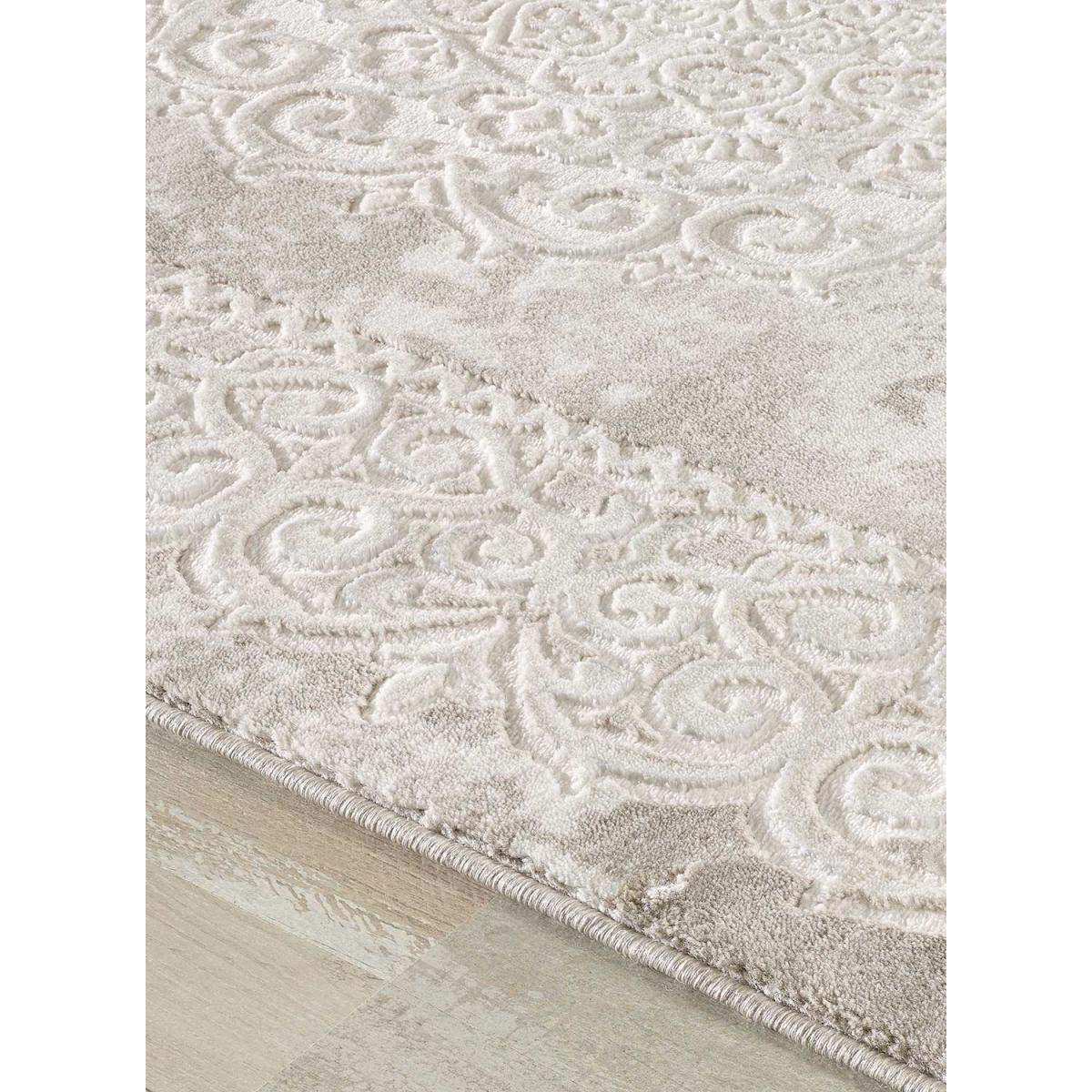 1A2T - Tapis Salon Moderne Design Oriental Style - Tapis Salon Beige 120x160 cm - Tapis à Poils Ras Rectangulaire idéal pour Le Salon, 3581