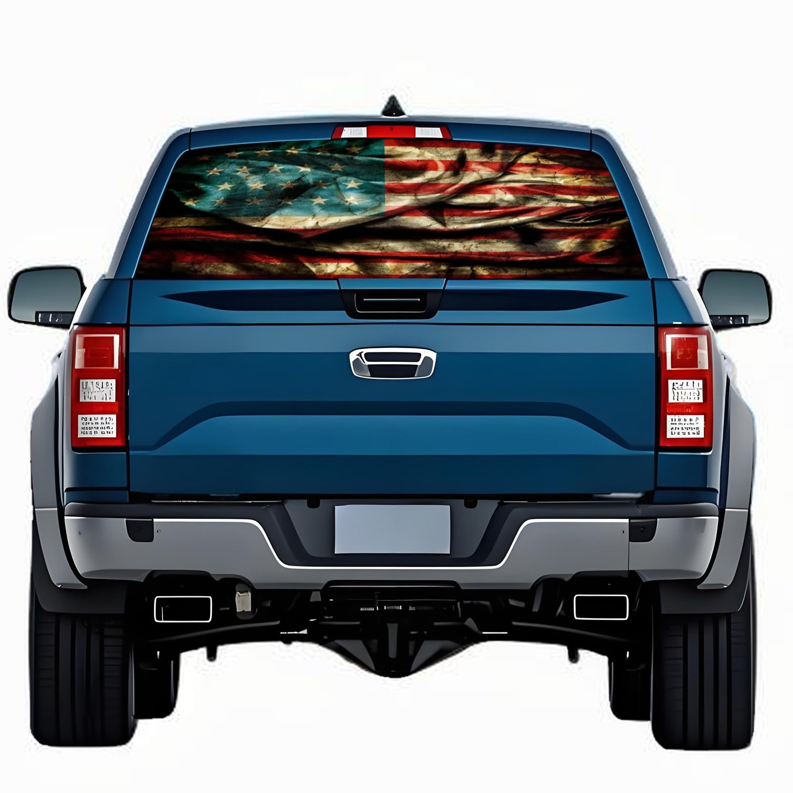 Rear Window Decals for Trucks - 65x17.3 in Back Window American Flag Decals Fit Most Pickup Trucks SUV, Patriotic Car America Decals for Personalized - American Flag -33-S