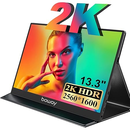 Amazon モバイルモニター 13 3インチ 2k 2560 1600wqxga モバイルディスプレイ 薄型軽量 ポータブルモニター Ips液晶パネル Srgb100 色域 スピーカー内蔵 ポータブルディスプレイ Pc スマホ Switch Xbox Ps4 Ps5など対応 Usb Type C Mini Hdmi スタンドカバー付 日本語