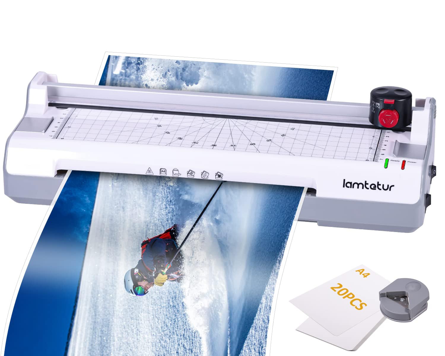 A4 Mini Laminator Machine 8.5x11 with 20pcs Laminating Sheets,9 inch Laminating Machine for A4/A5/A6,Thermal Hot &Cold Laminator for Office Home School Teacher Use,Paper Trimmer, Corner Rounder