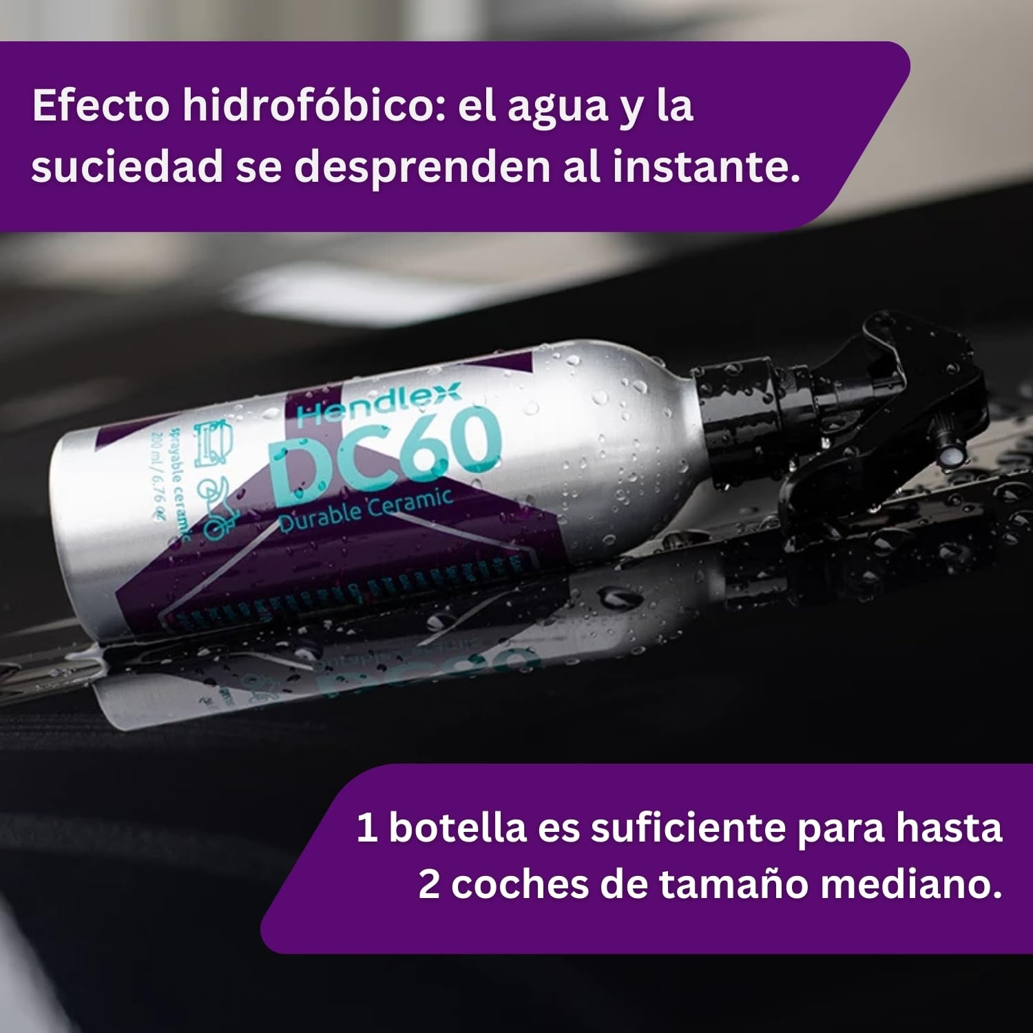 Hendlex DC60 Revestimiento Cerámico en Spray 200 ml para Coche | Recubrimiento cerámico para coche, brillo profundo, efecto hidrofóbico, protección UV, fácil aplicación