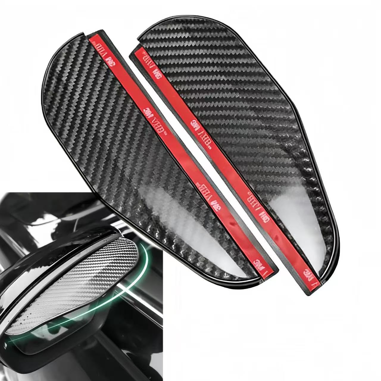 Woniyal 2 Pcs Wing Mirror Rain Shield for Audi A1 8X 2010-2018, Carbon Fibre Visor Guard Waterproof Rearview Mirror Eyebrow Flexible Deflector