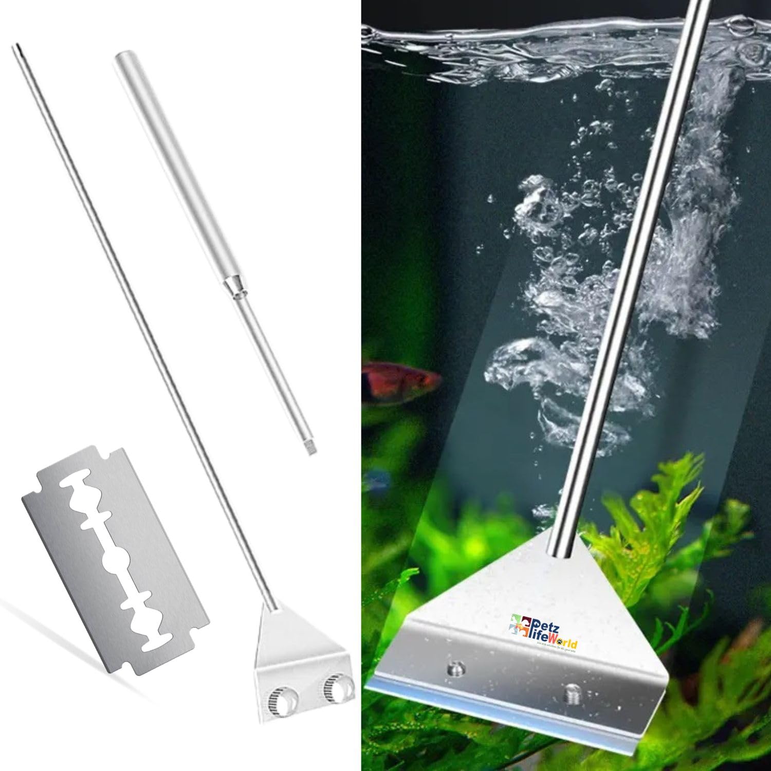 VAYINATO® Stainless Steel Long Handle Algae Scrapper Extendable (30~70Cm) with Stainless Steel Blade for Aquarium Fish Tank by Petzlifeworld (B0CQ26BVYT) Amazon Price History, Amazon Price Tracker