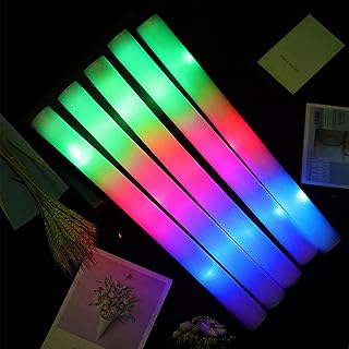Yius LED Foam Sticks, 3 Modes Light Up Baton Wands Colorful Flashing LED Strobe Stick, Flashing Glow Sticks for Glow Party Supplies, Wedding, Raves, Concert, Christmas, Birthday(8pcs)