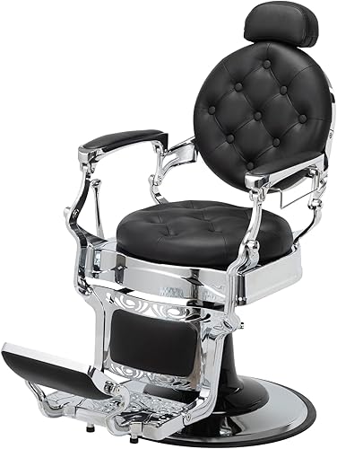 RESHABLE Silla de peluquería vintage marco de metal resistente silla de peluquería de lujo para peluquería sillas de peluquería para estilista negro