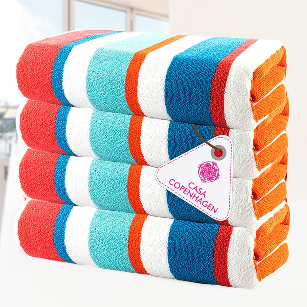 Casa Copenhagen Coffret Cadeau de 4 Serviettes Bora Bora – Turquoise, Serviettes de Piscine Extra-Larges 75x150 cm, 100% Coton (Coffret Cadeau d'été idéal pour Hommes et Femmes)