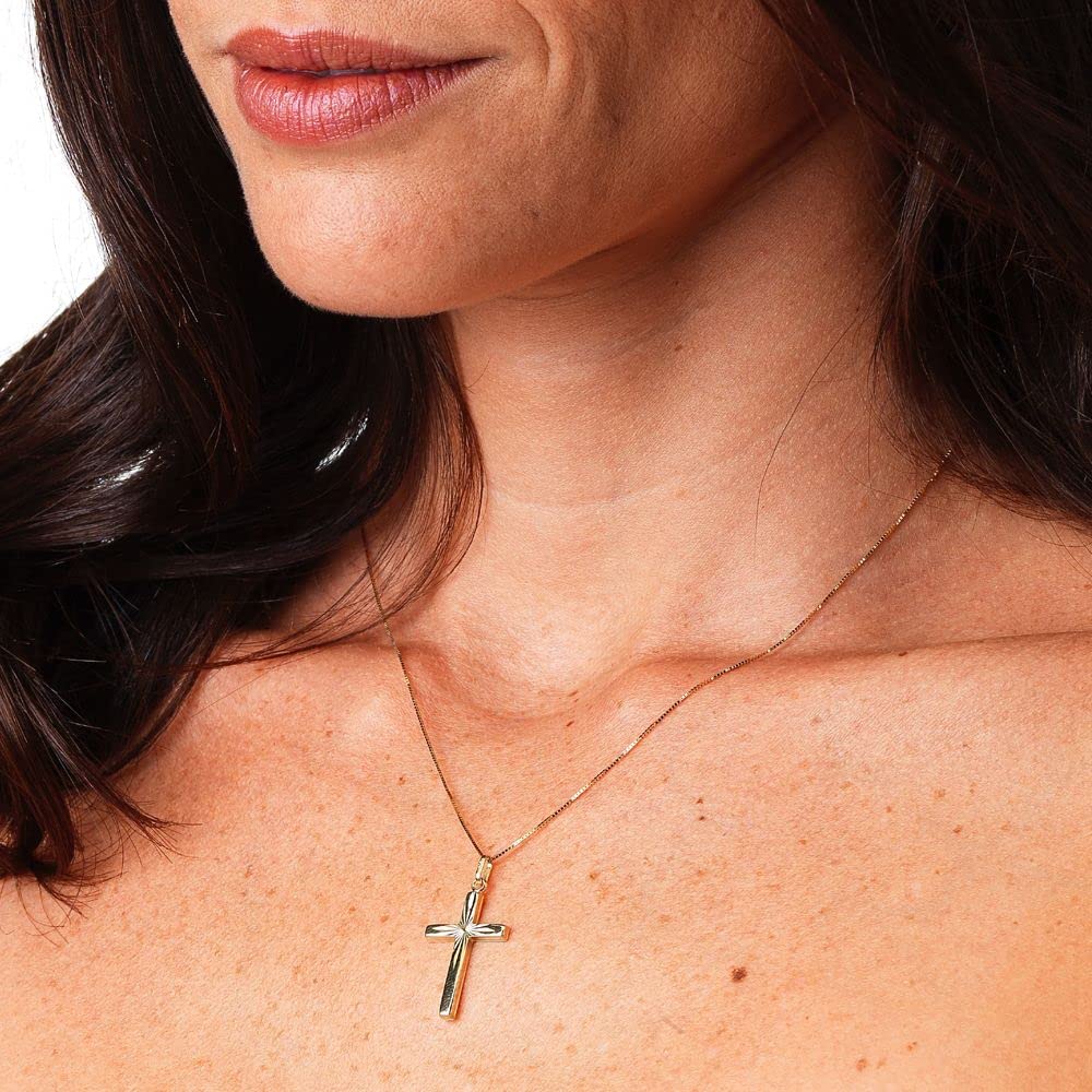 forme di Lucchetta - Kreuz-Anhänger Halskette aus Gelbgold 9 Karat (375) - 45cm | 45cm