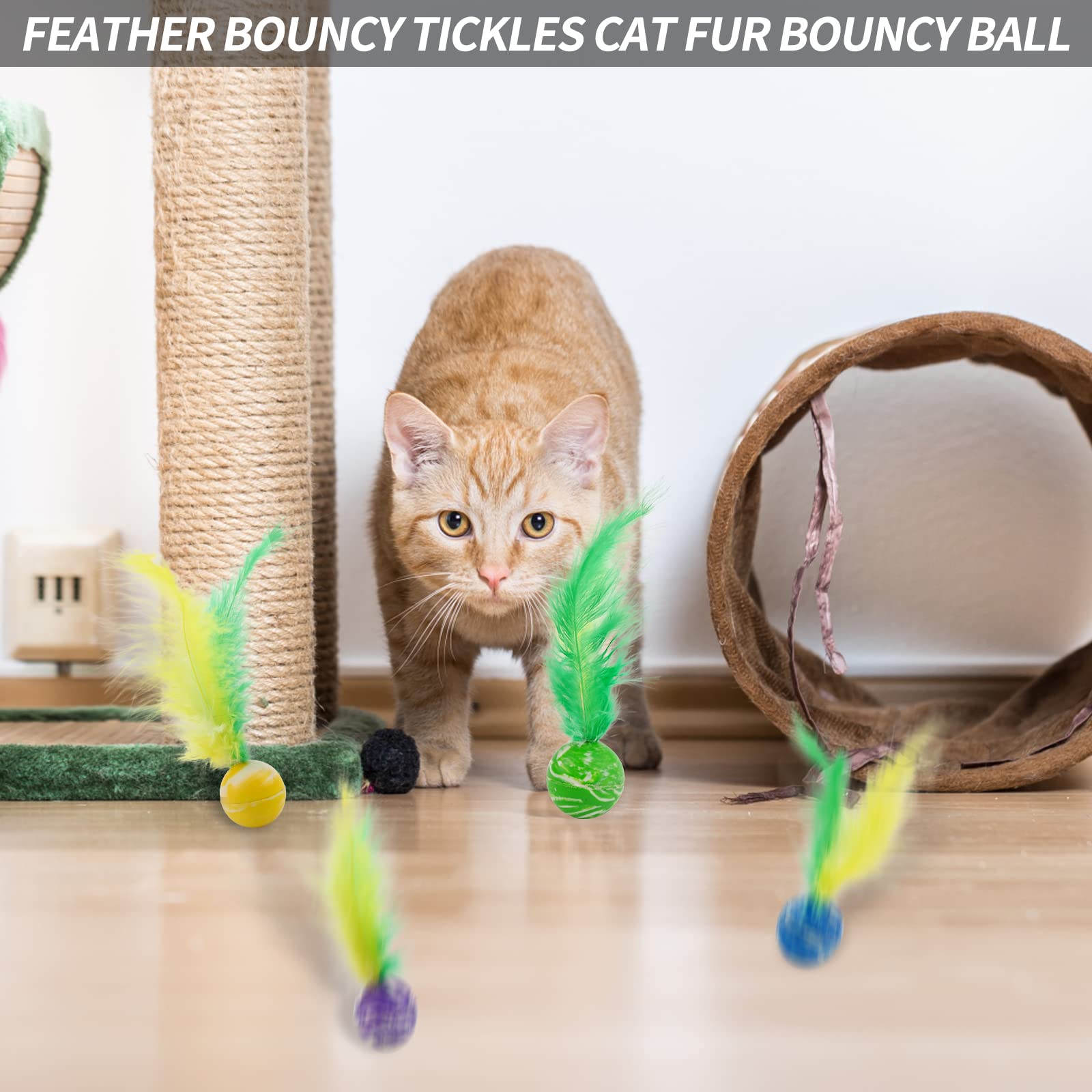 Katzenspielzeug Mit Feder – 2 Stück Sisal-Bälle Mit Glöckchen, Interaktiv Für Katzen, Ca. 15 Cm