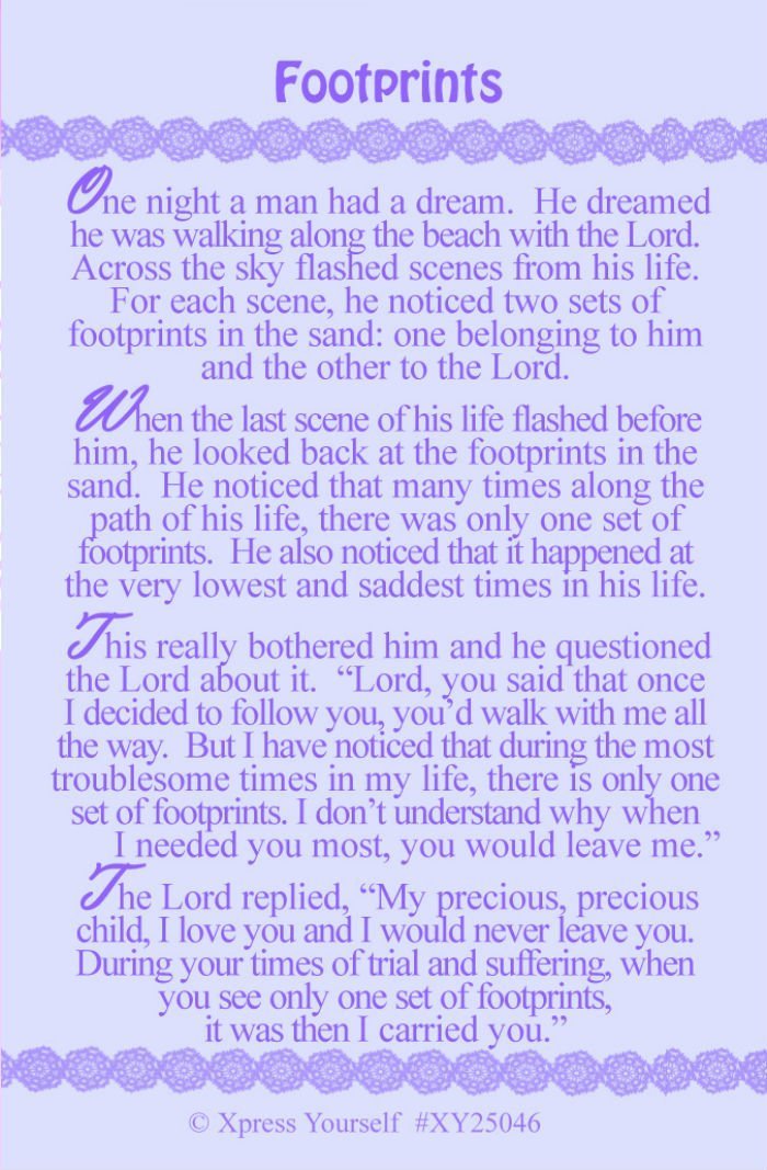Xpress Yourself Religious Keepsake Cards With Envelopes 3.5"X2" 3 Designs - Footprints 25046