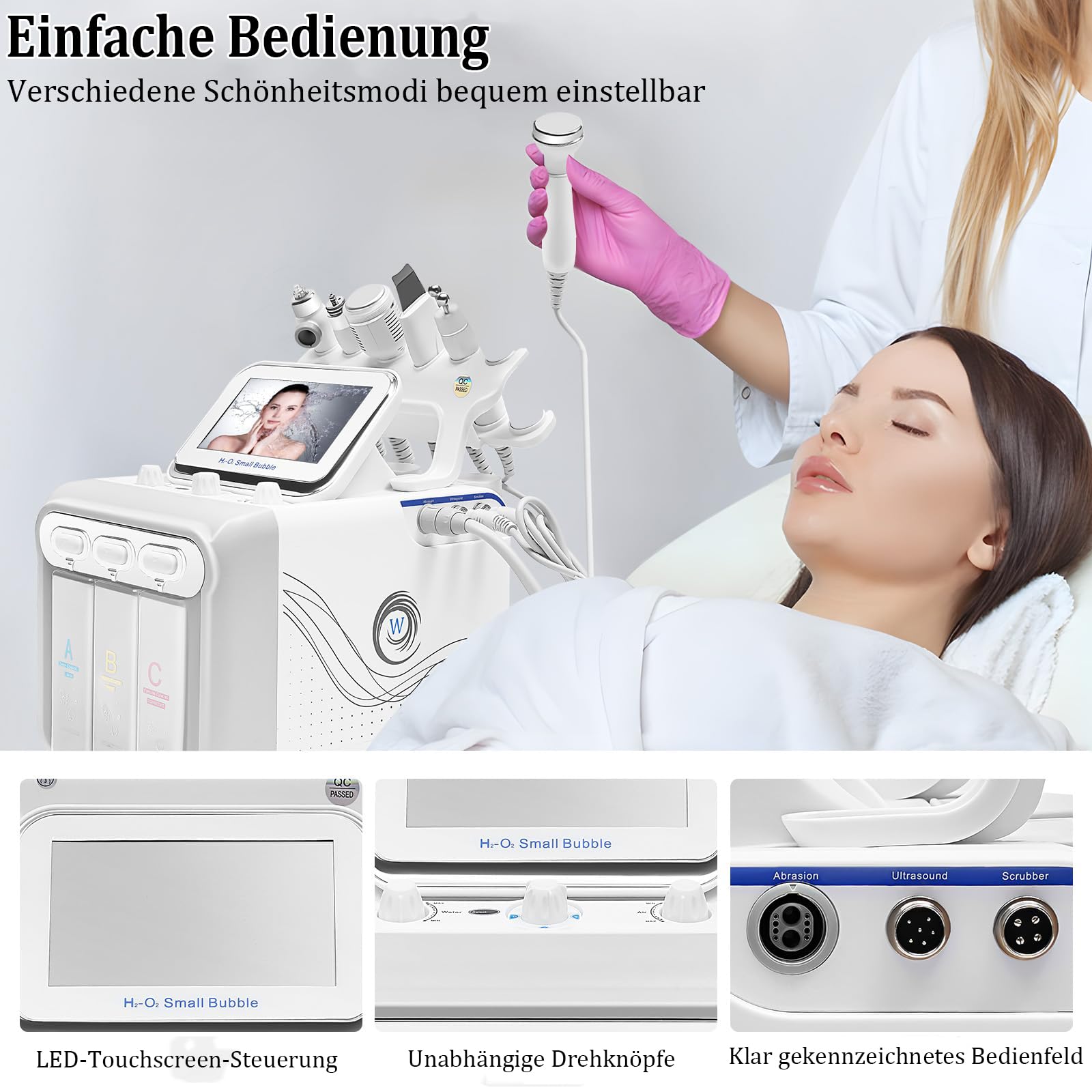Hydrafacial Geraet Aquafacial 6 in 1 Microdermabrasion Porenreiniger Mitesserentferner Ultraschall Spray Kalthammer Wasserstoff Sauerstoff Hautpflegegeraet