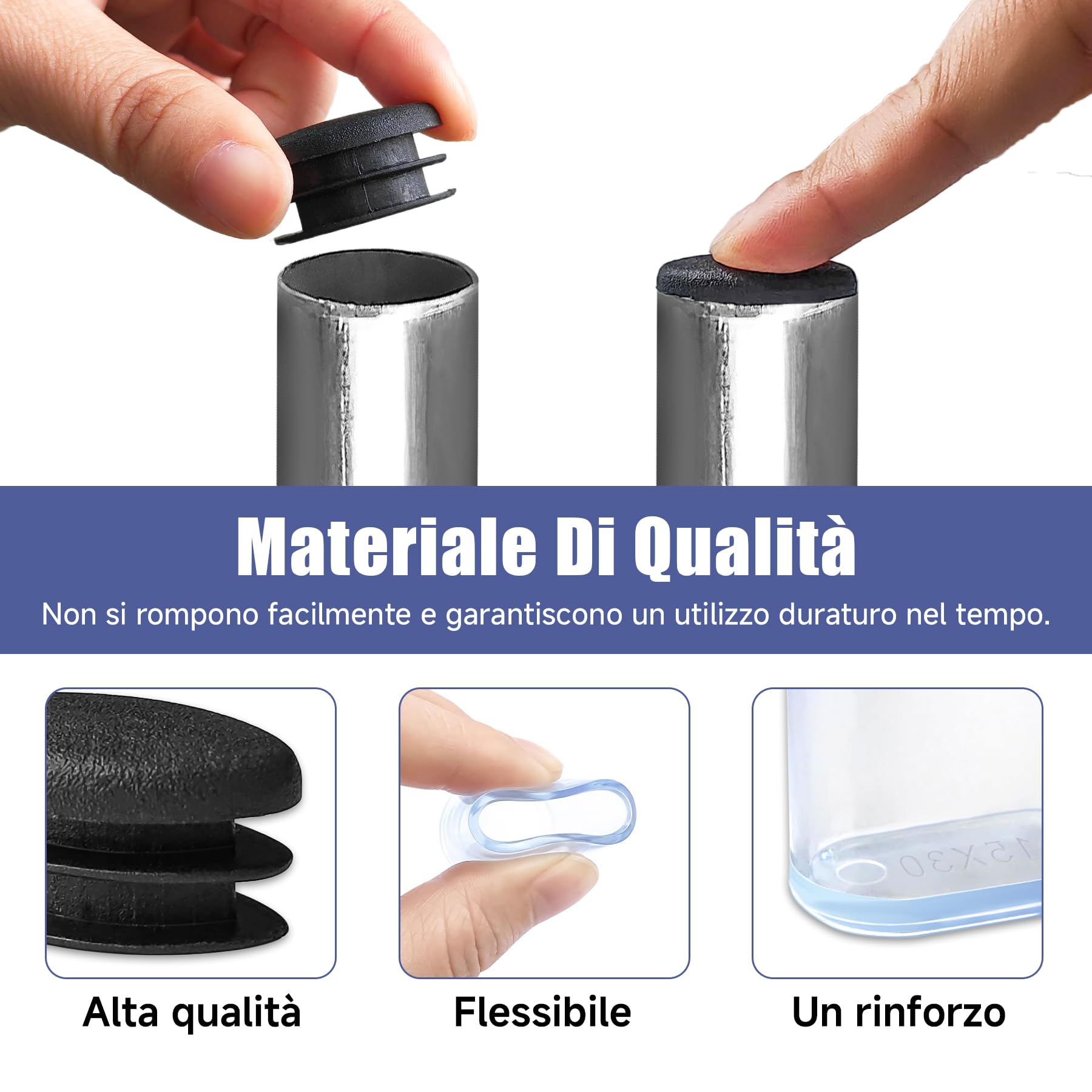 Gommini per Sedie Ovali, 48 Pezzi 15mm x 30mm Cuscinetti Ovali Tappi per Sedie per Tappi Terminali in Silicone per Inserti del Tubo per Tubi, Metallo, Tubo Protezione, Mobili