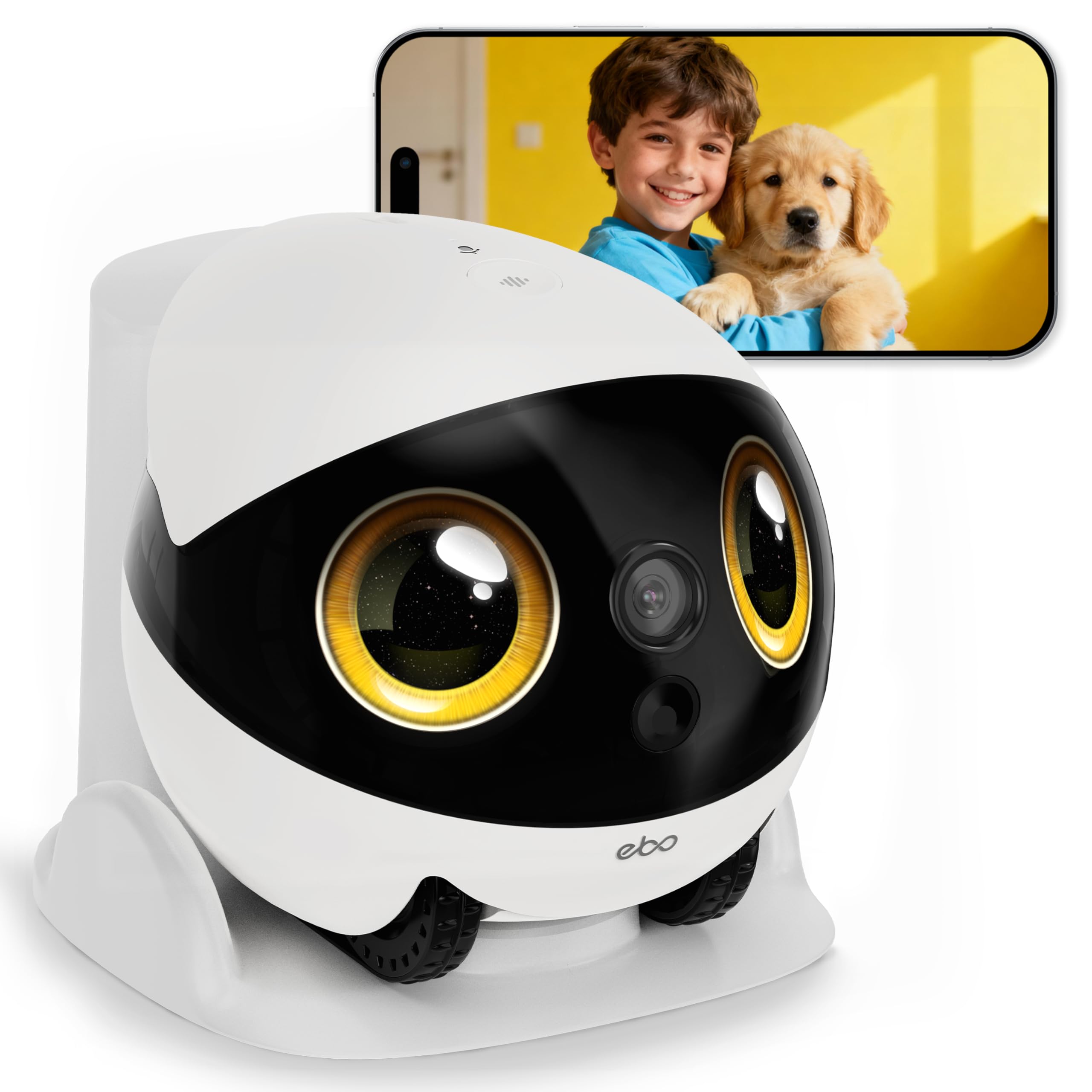Enabot EBO Air 2S FamilyBot Home Robot Camera: 2.5K Indoor Pet Cam, Movable Robot Camera, 2-Way Video, Auto-Recharge, Long Battery Life, Custom Facial