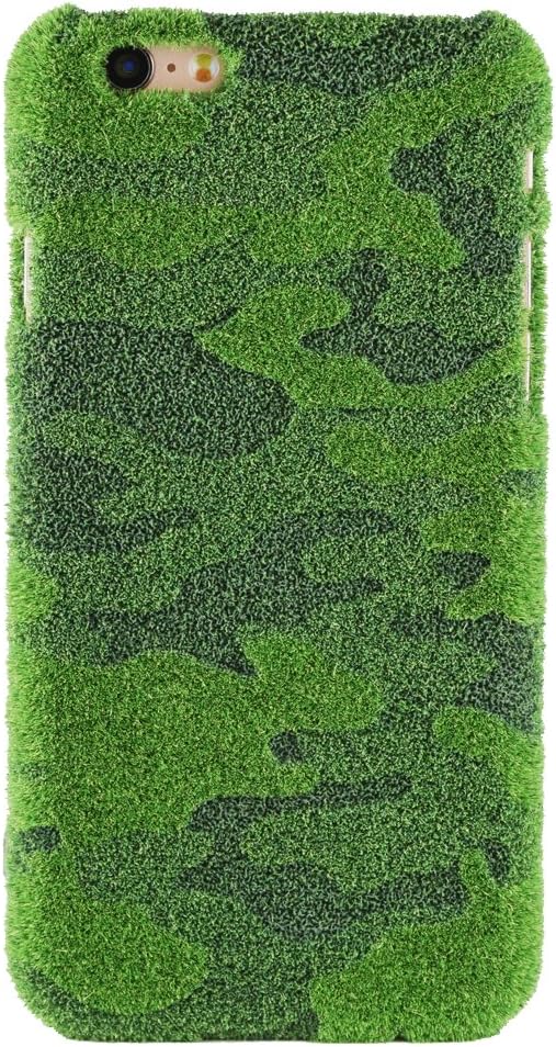 Shibaful Long-Lasting Real-Grass-Texture Green Turf ShibaCAL Case for Apple iPhone 6/6s - Made in Japan [Camouflage (Dark Green)]