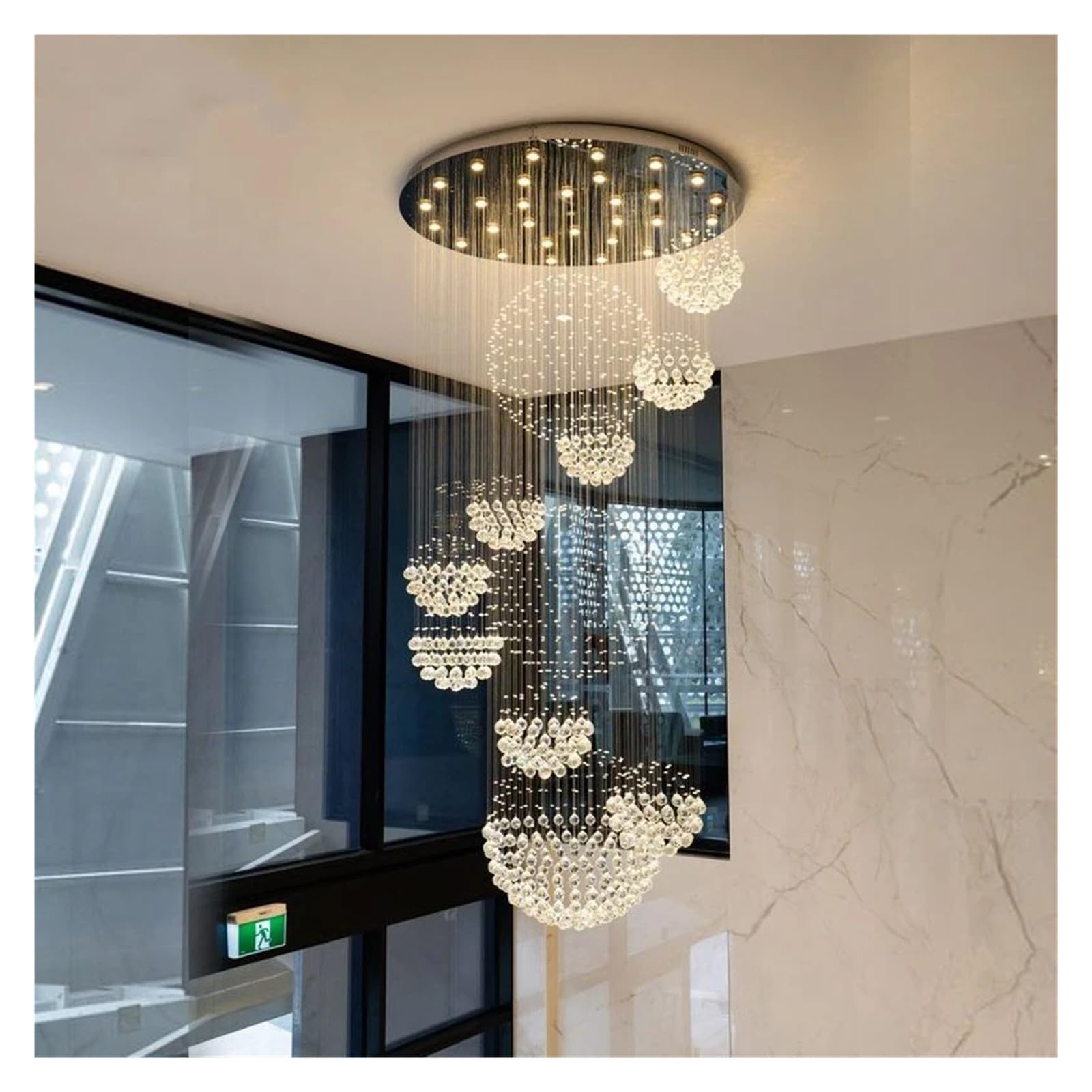 Lampy wiszące LED, żyrandole, sufity okrągłe, oświetlenie LED z dużym kryształem, oświetlenie wewnętrzne, oświetlenie schodów, oświetlenie sypialni. Oświetlenie holu (rozmiar: śred