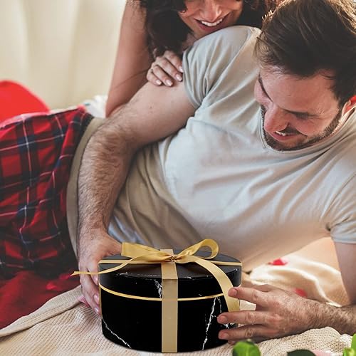 Miniatura 4 de Nsmykhg Cajas de regalo, paquete de 3 cajas de regalo con tapas, cajas de regalo de Navidad, cajas de regalo negras, cajas de flores redondas negras