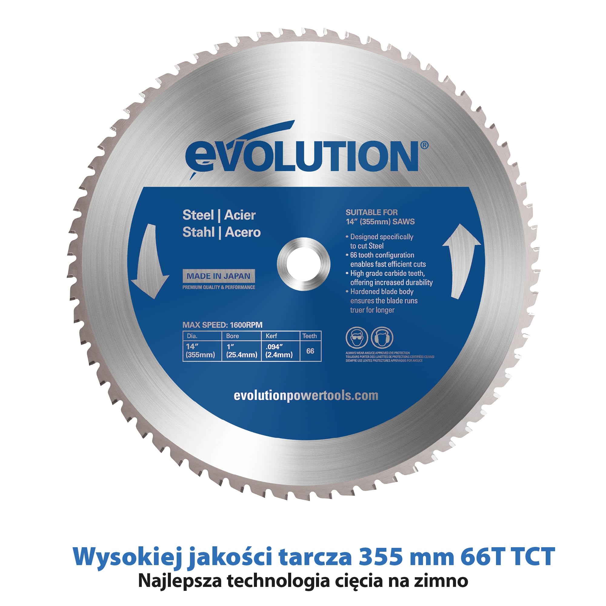 Evolution Power Tools S355MCS Ukośnica / Przecinarka, Piła do Cięcia, Piła Ukosowa, Wytrzymała Ukośnica do Cięcia Metalu, 355mm Ostrze w Zestawie 230 V