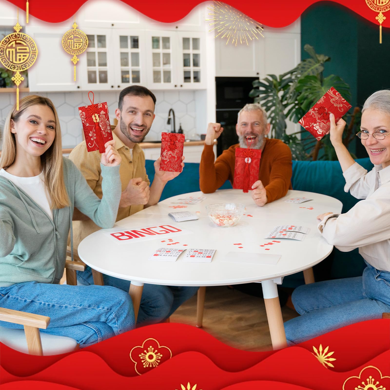 Lot de 13 enveloppes rouges chinoises en soie pour argent porte-bonheur Hong Bao pour printemps, festival, mariage, Nouvel An, anniversaire, 13 styles avec nœud chinois, pendentif en jade et pièce de