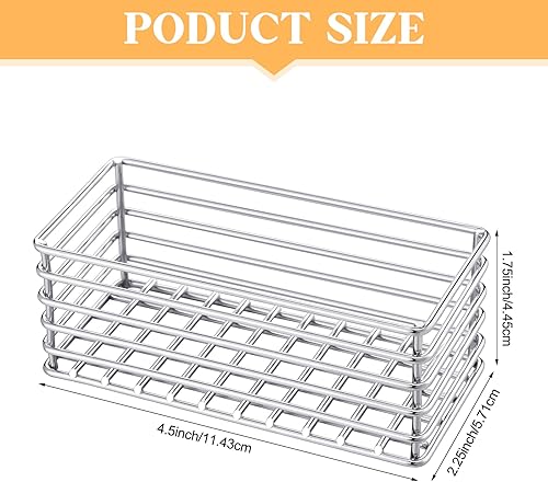 Miniatura 18 de 2 cestas de azúcar, organizador pequeño de hierro para almacenamiento de café, bar, té, 4.5 x 2.25 x 1.75 pulgadas (negro)