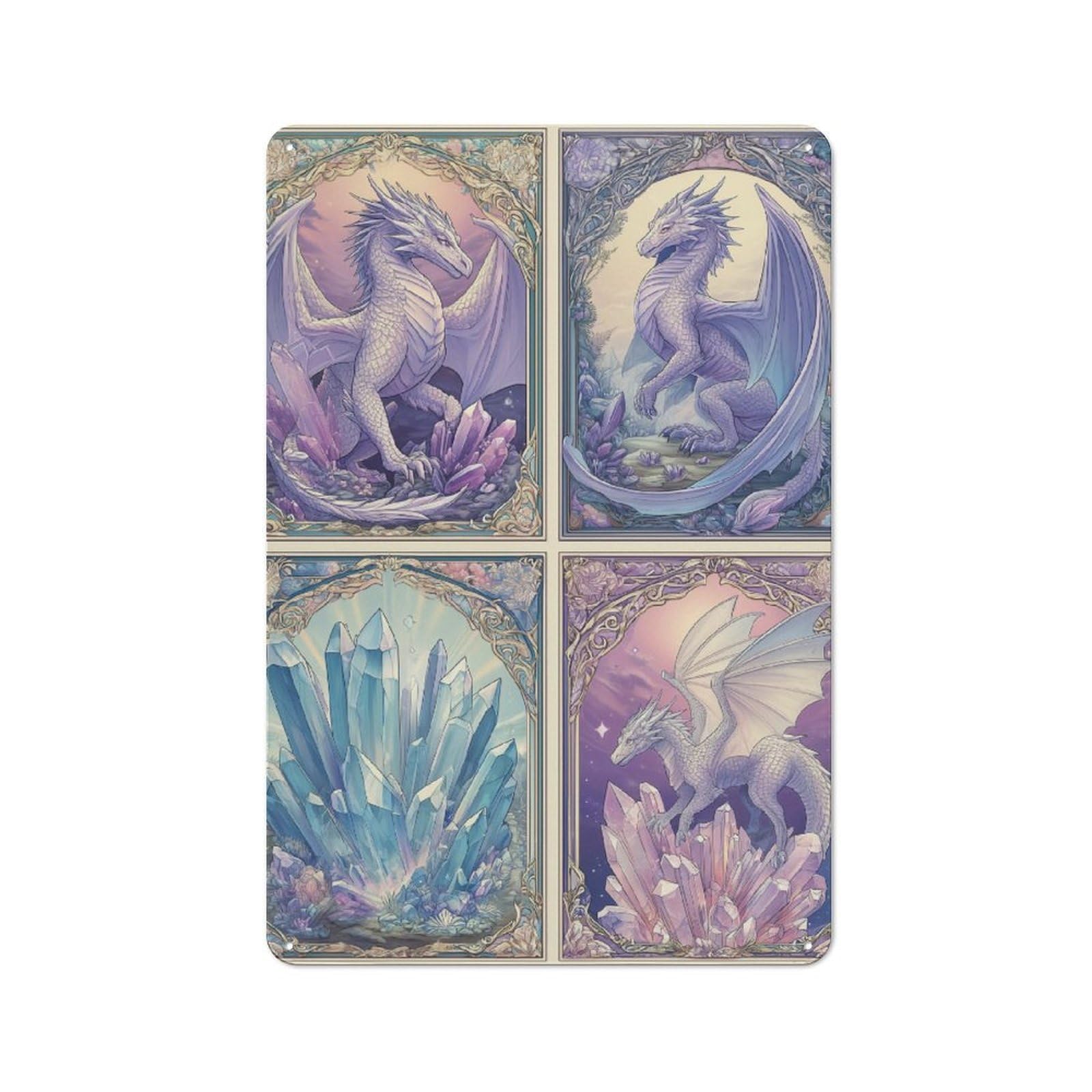 Junmoney Dragon & Crystal Artistry Metal Plaque 30X20cm With For Hallway Wall, Retro Decor, For Wall Display Collectors