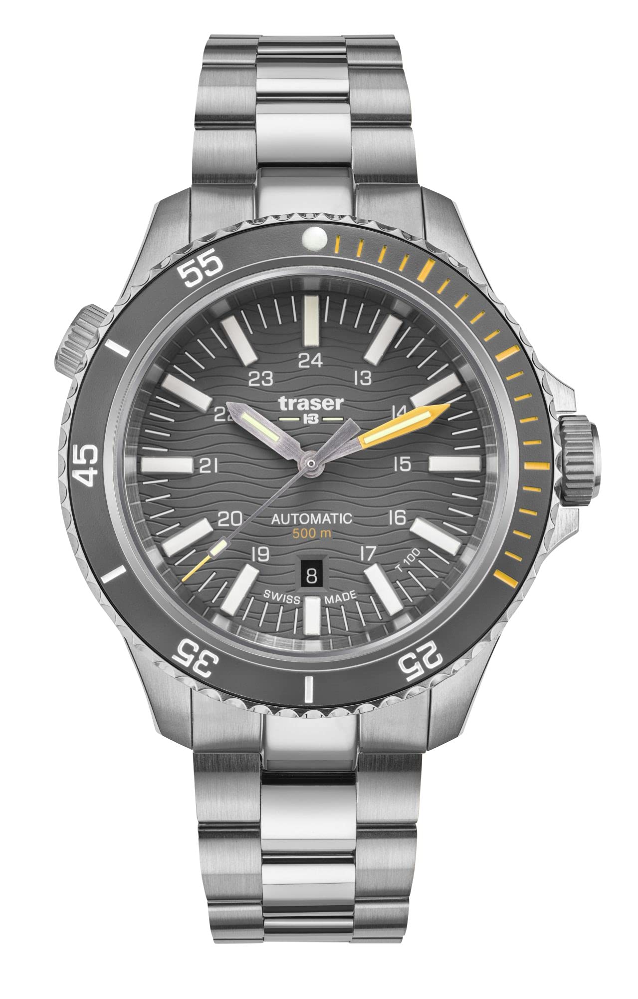 Traser H3 P67 Taucheruhr Automatik 500m, Zifferblatt: grau / T100 / Set mit Spezialbox, Wechselarmband und Verlängerung, Armband
