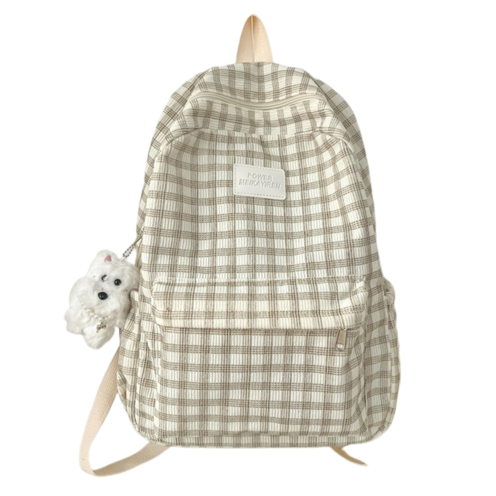 GoldGalleon Cute Plaid Backpack Shoulder Bag(vintage Design) – Stylish Daypack Padding Coquette Bookbag Aesthetic Y2k Purse (White)