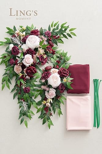 Miniatura 5 de Ling's moment - Flores básicas de arco con cortinas (juego de 4)  2 piezas de flores con 5 cortinas de arco para decoración de árbol de 5 pies x 6