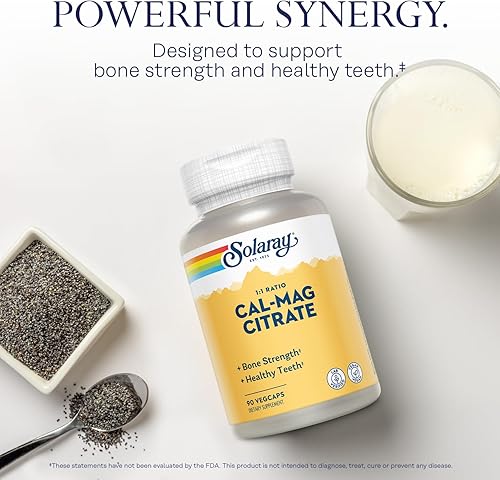 Miniatura 3 de Solaray Citrato de calcio y magnesio de 1000 mg de relación 11, suplemento de fuerza ósea, músculo, sistema nervioso y apoyo a la salud ósea,