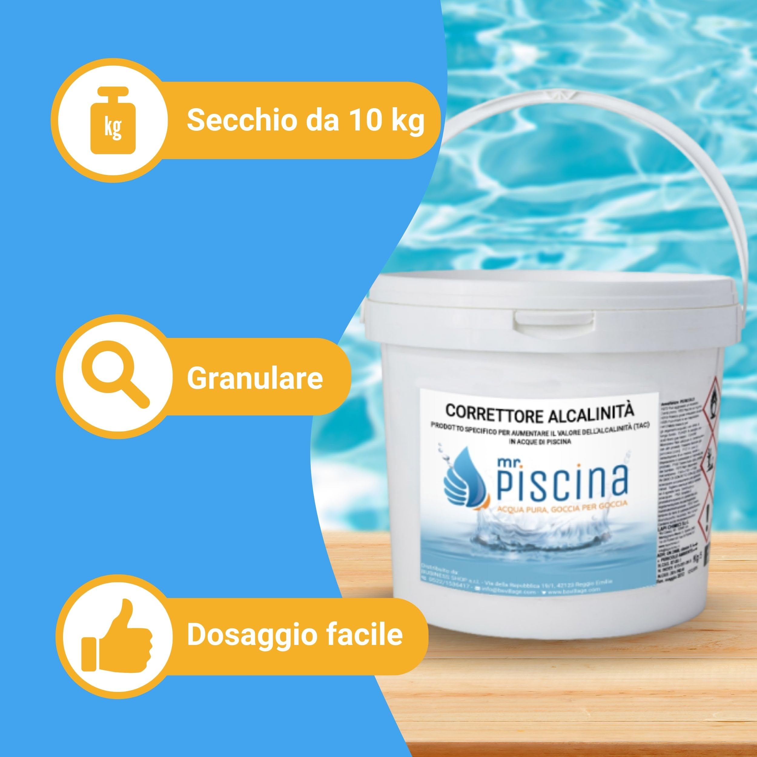 Correttore Alcalinità per piscina Granulare - confezione da 10 kg