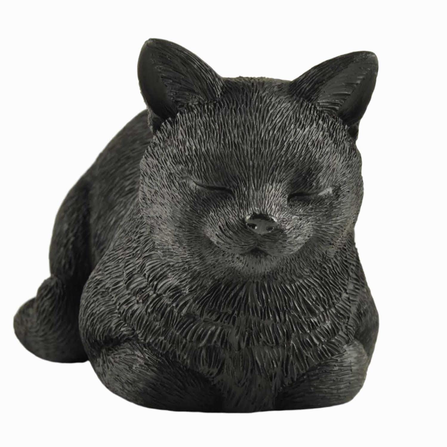 JFSM INC. Figura de resina pintada a mano con gato negro durmiendo de 6 pulgadas