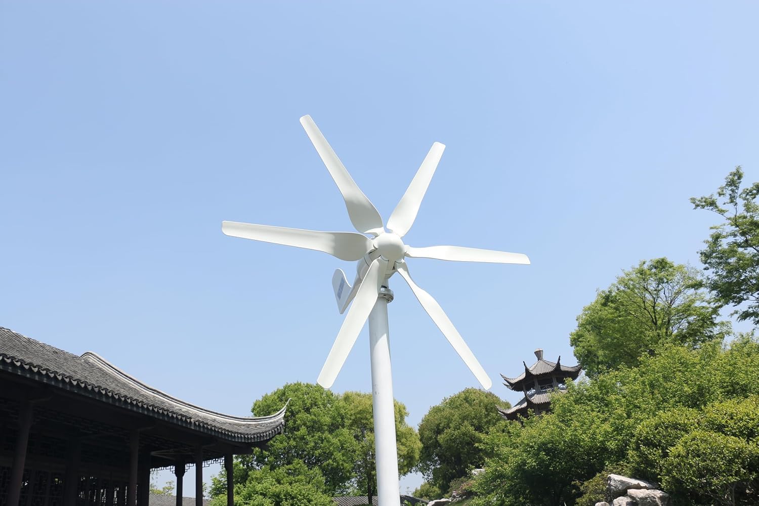 Générateur Éolien 800W 12V 24V 48V, Turbine Éolienne Horizontale à 6 Pales avec Régulateur de Charge MPPT pour Maison (24, Volts)