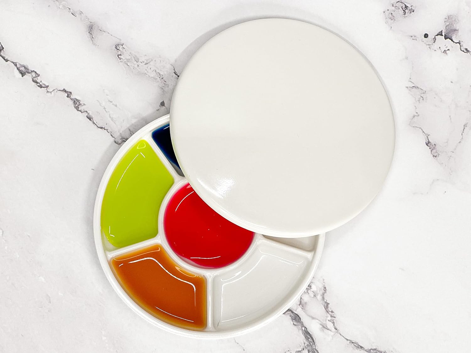 6Well Imitation Ceramic Palette with Lid Perfect for