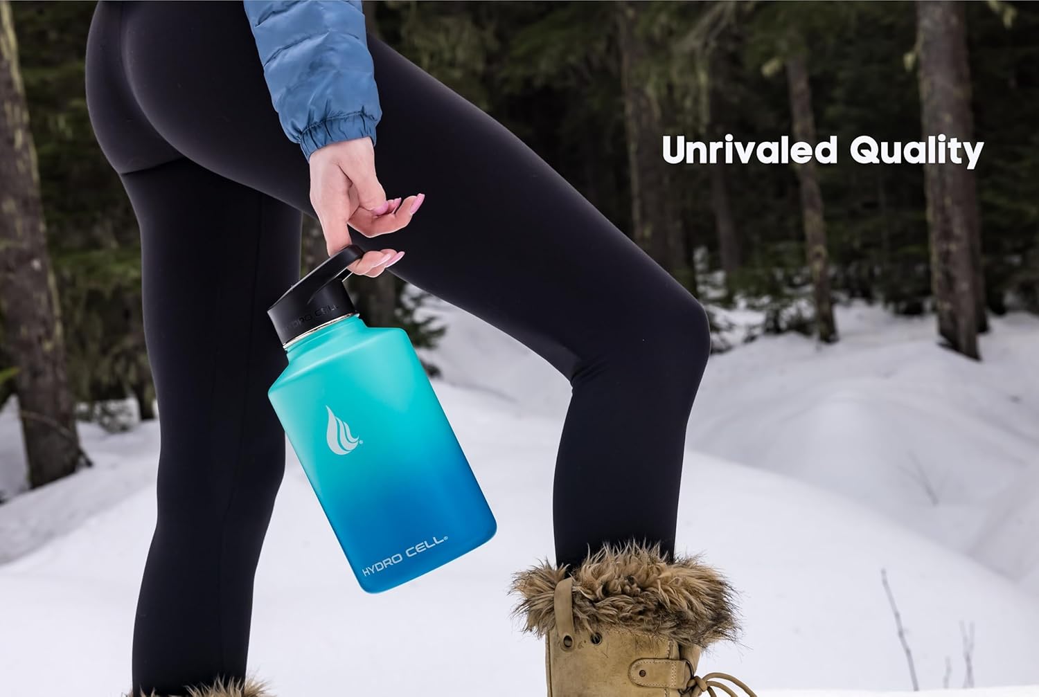 HYDRO CELL Stainless Steel Insulated Water Bottle with Straw - For Cold & Hot Drinks - Metal Vacuum Flask with Screw Cap and Modern Leakproof Sport Thermos for Adults (Teal/Blue 64oz) - Image 5